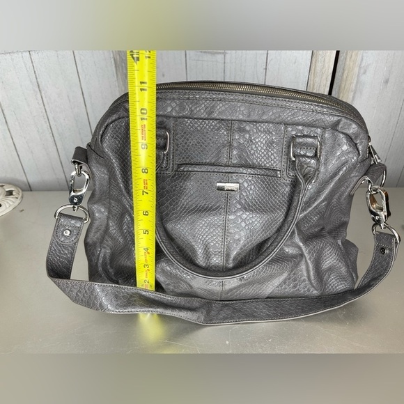 Jewell Thirty-One Large Tote Purse Shoulder Bag Gray Snakeskin Vegan Leather - Picture 6 of 7